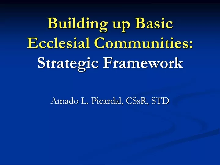 building up basic ecclesial communities strategic framework