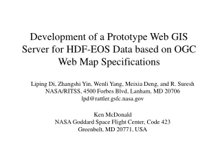 Development of a Prototype Web GIS Server for HDF-EOS Data based on OGC Web Map Specifications