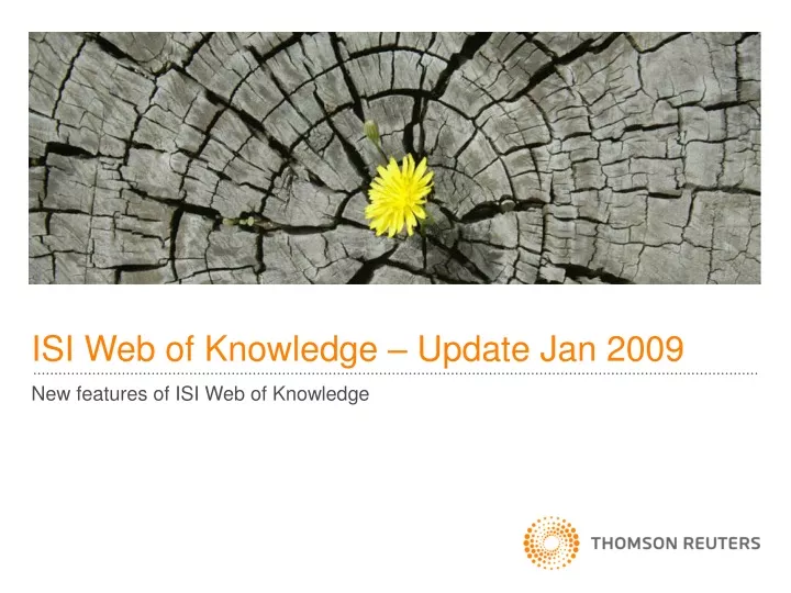 isi web of knowledge update jan 2009