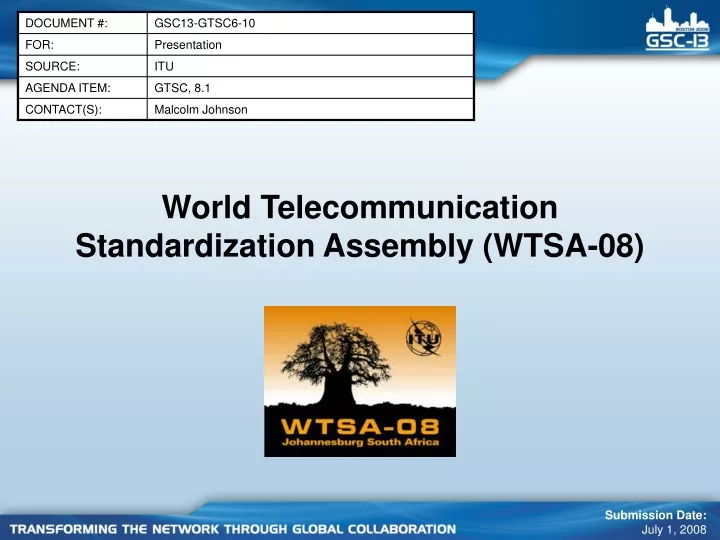 world telecommunication standardization assembly wtsa 08