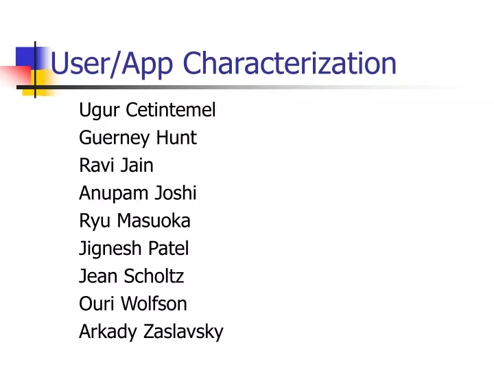 user app characterization
