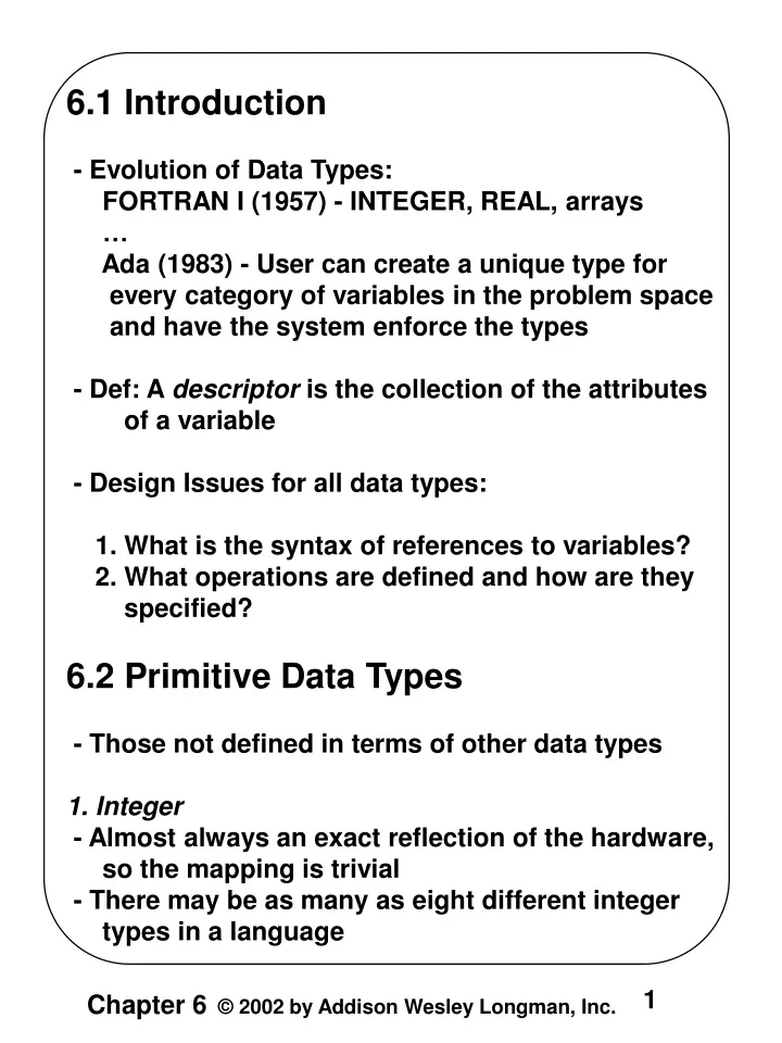 6 1 introduction evolution of data types fortran