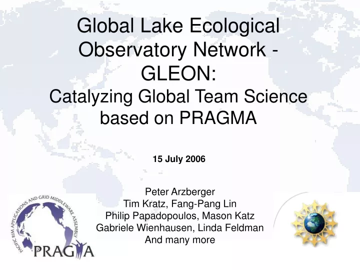 global lake ecological observatory network gleon catalyzing global team science based on pragma