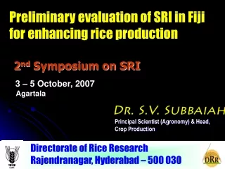2 nd  Symposium on SRI