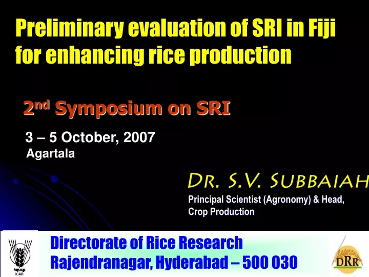 preliminary evaluation of sri in fiji