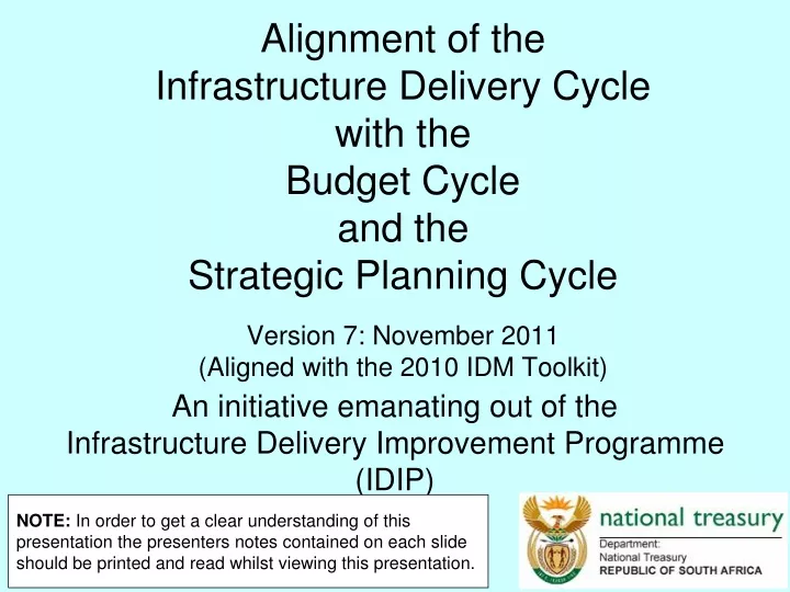 alignment of the infrastructure delivery cycle