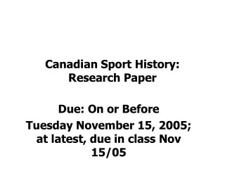 Canadian Sport History : Research Paper