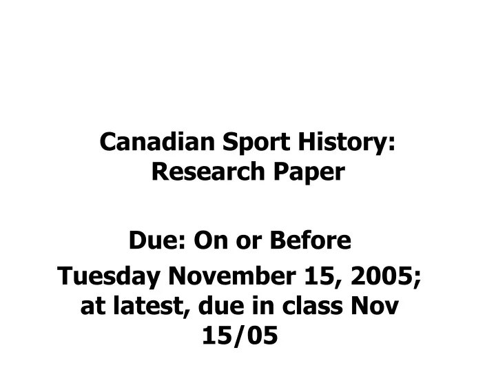 canadian sport history research paper