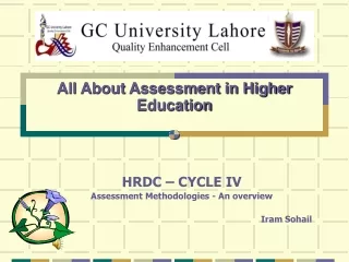 HRDC – CYCLE IV Assessment Methodologies - An overview 				            		Iram Sohail