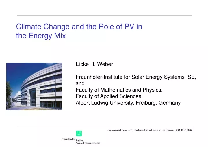 climate change and the role of pv in the energy