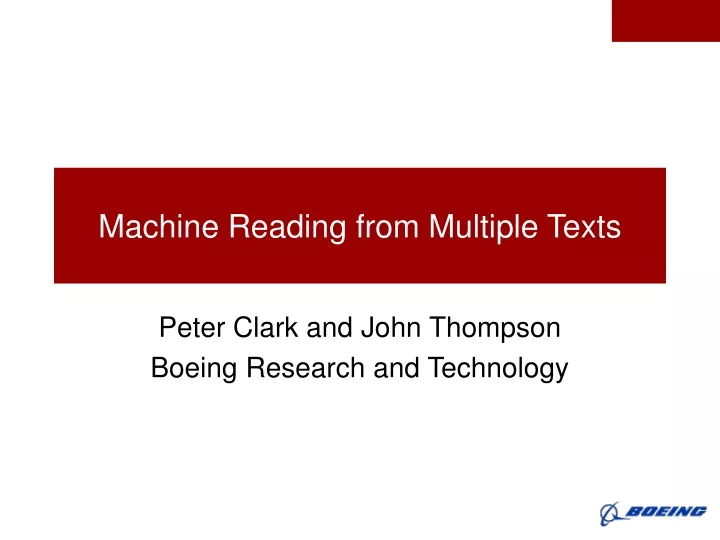 machine reading from multiple texts
