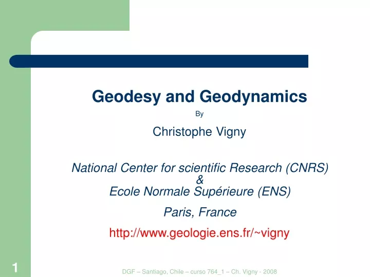 geodesy and geodynamics by christophe vigny