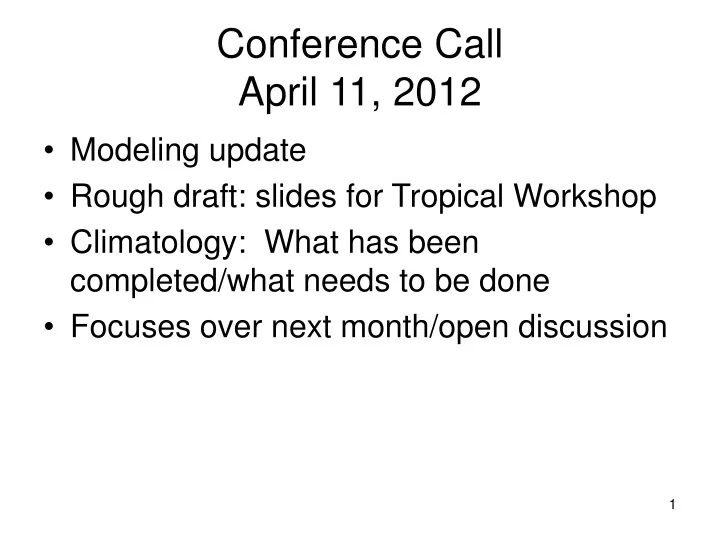 conference call april 11 2012
