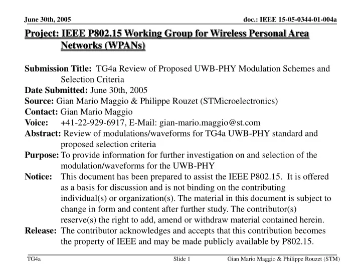 project ieee p802 15 working group for wireless