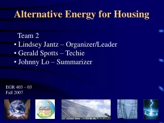 Alternative Energy for Housing