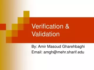 Verification &amp; Validation