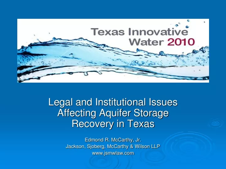 legal and institutional issues affecting aquifer
