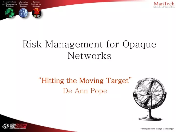 risk management for opaque networks