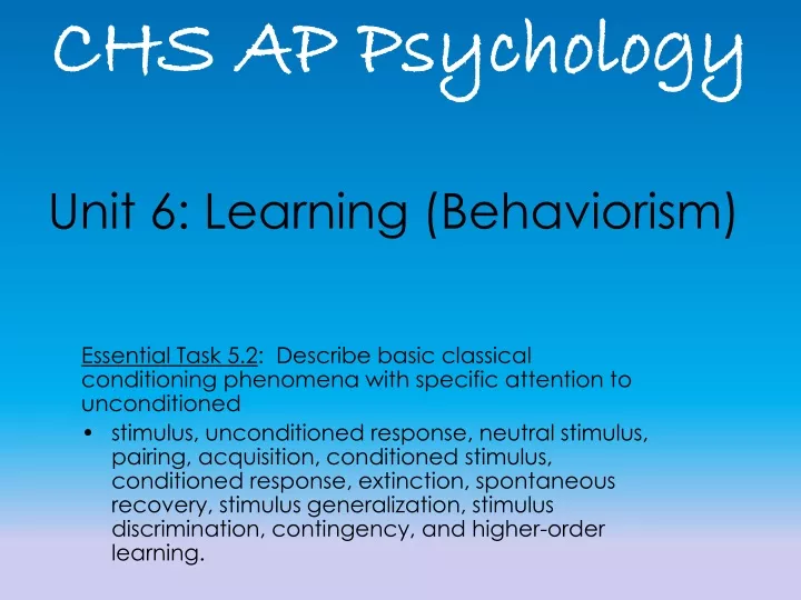 unit 6 learning behaviorism