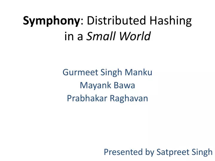 symphony distributed hashing in a small world
