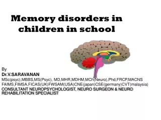 Memory disorders in children in school
