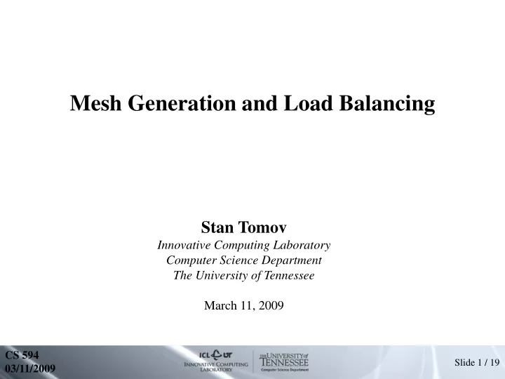 mesh generation and load balancing