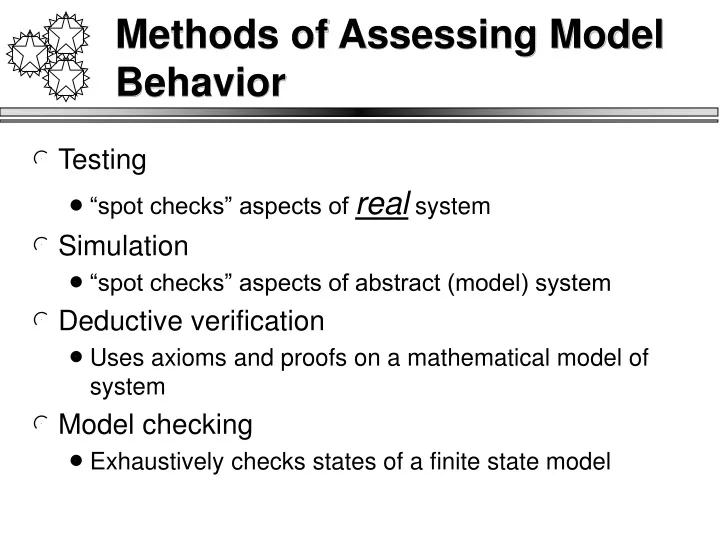 methods of assessing model behavior