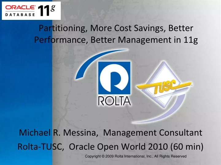 michael r messina management consultant rolta tusc oracle open world 2010 60 min