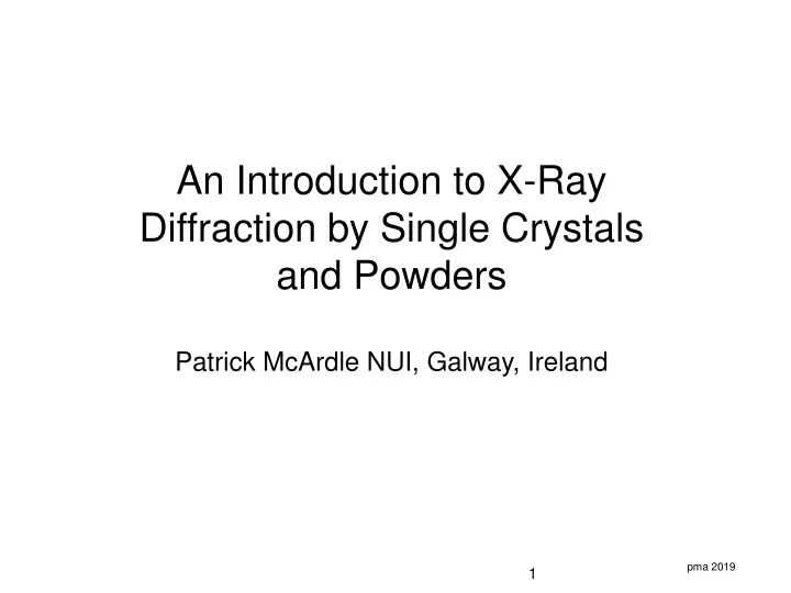 an introduction to x ray diffraction by single
