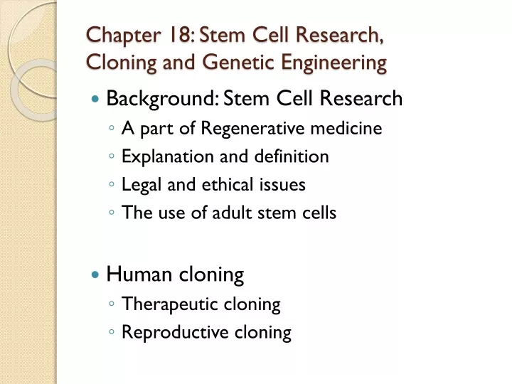 chapter 18 stem cell research cloning and genetic engineering