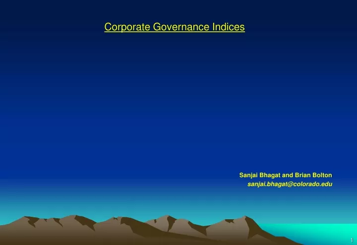 corporate governance indices sanjai bhagat