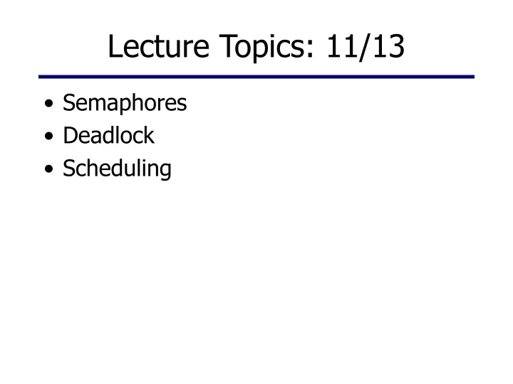 lecture topics 11 13