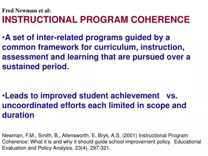 fred newman et al instructional program coherence