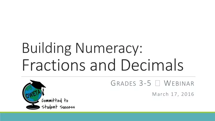 building numeracy fractions and decimals
