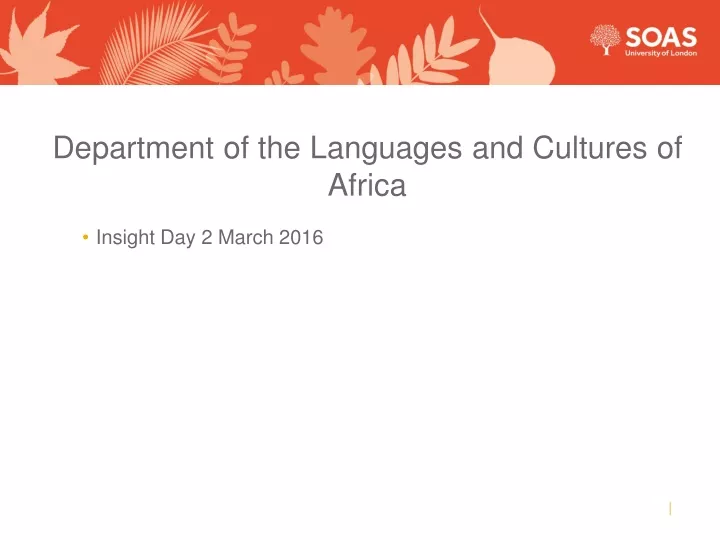 department of the languages and cultures of africa