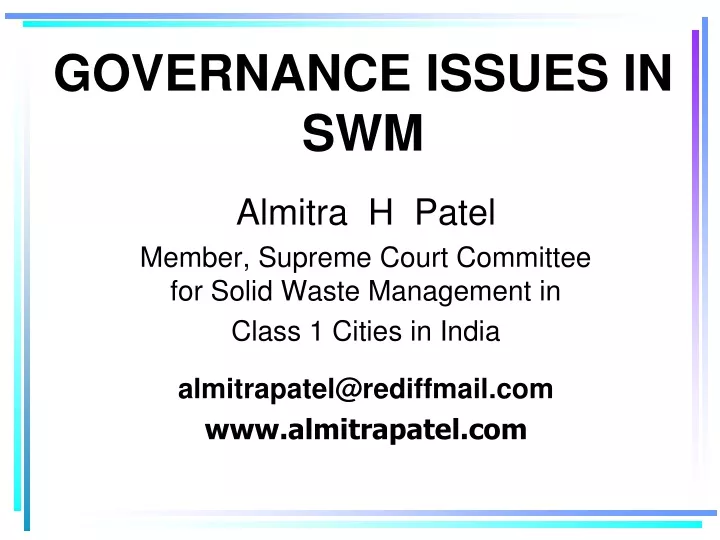 governance issues in swm
