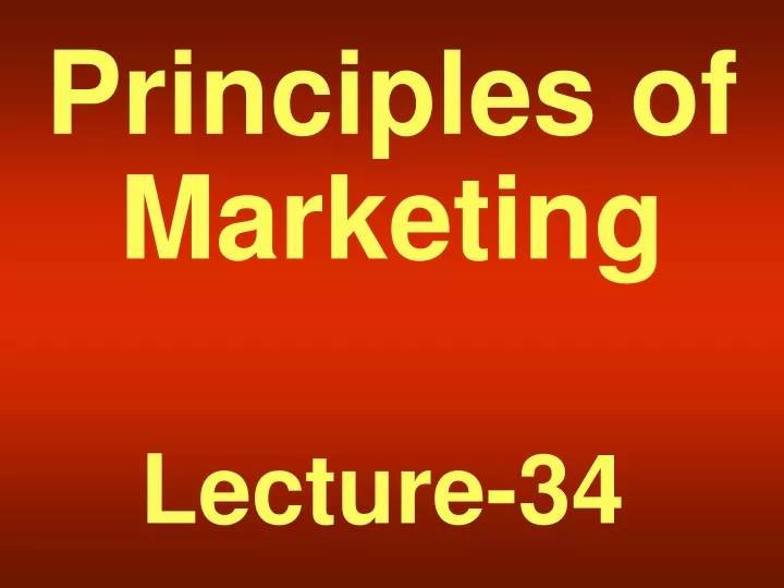 principles of marketing