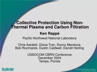 Collective Protection Using Non-Thermal Plasma and Carbon Filtration
