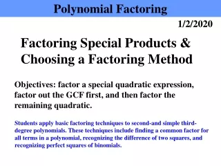 Factoring Special Products &amp; Choosing a Factoring Method