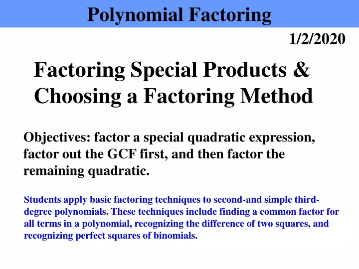 polynomial factoring