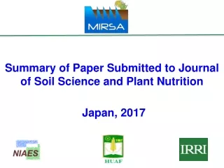 Summary of Paper Submitted to Journal of Soil Science and Plant Nutrition