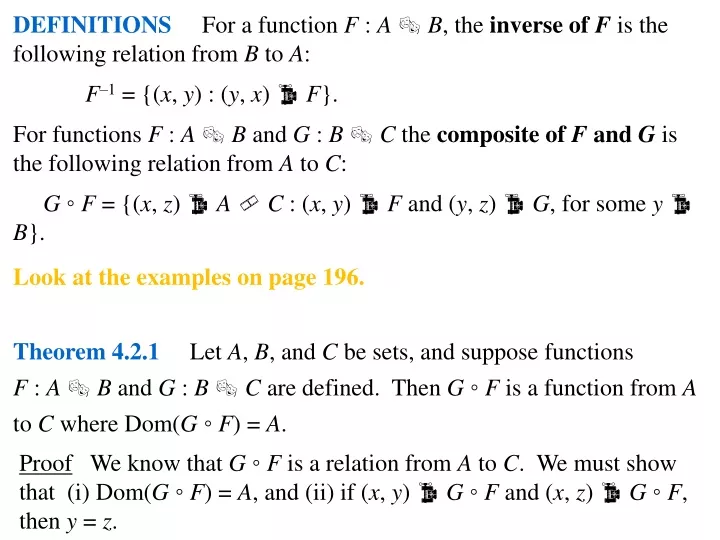 definitions for a function f a b the inverse