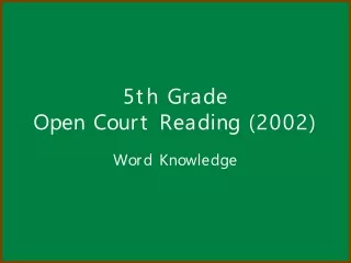 5th Grade Open Court Reading (2002)