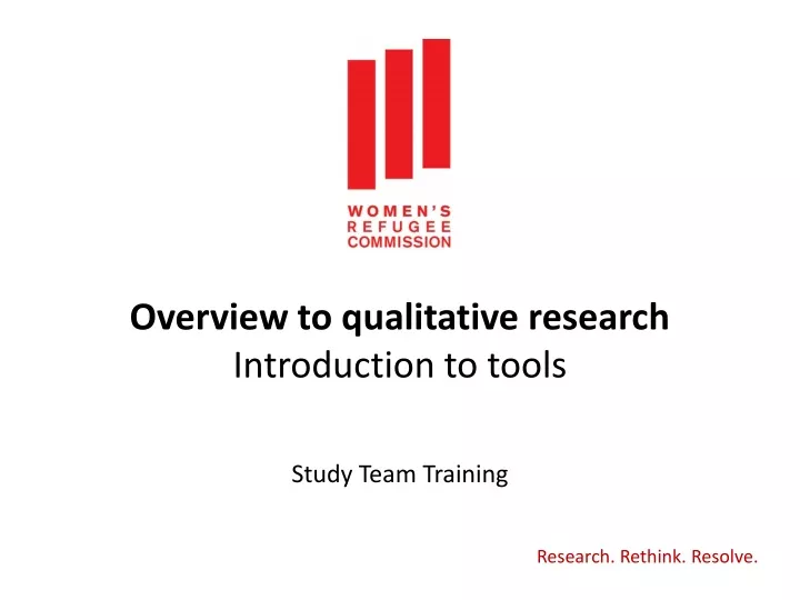 overview to qualitative research introduction to tools