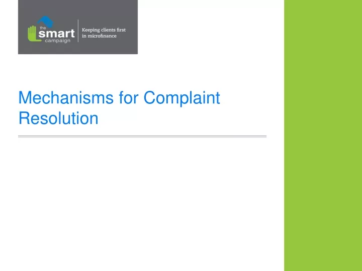 mechanisms for complaint resolution