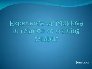 experience of moldova in relation to training syllabus