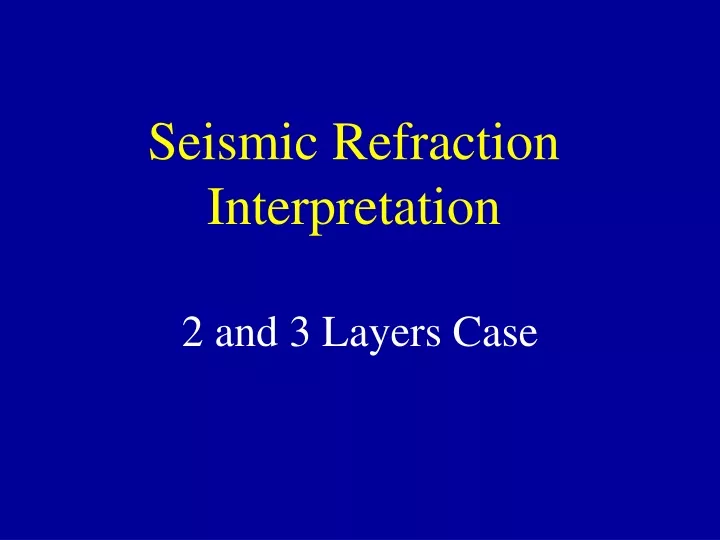 seismic refraction interpretation