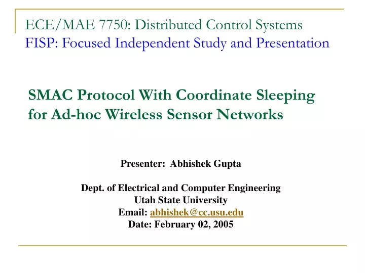 ece mae 7750 distributed control systems fisp