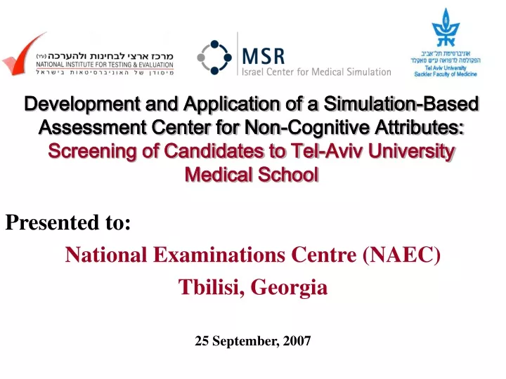 presented to national examinations centre naec tbilisi georgia 25 september 2007