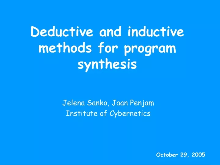 deductive and inductive methods for program synthesis